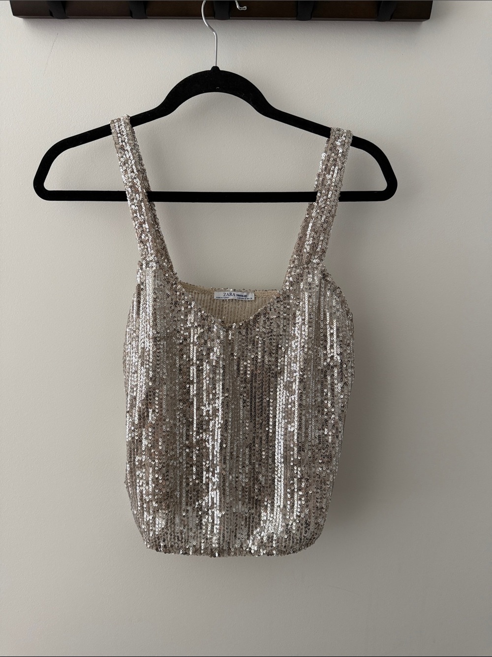 Zara Sequin Tank Top in Champagne Gold